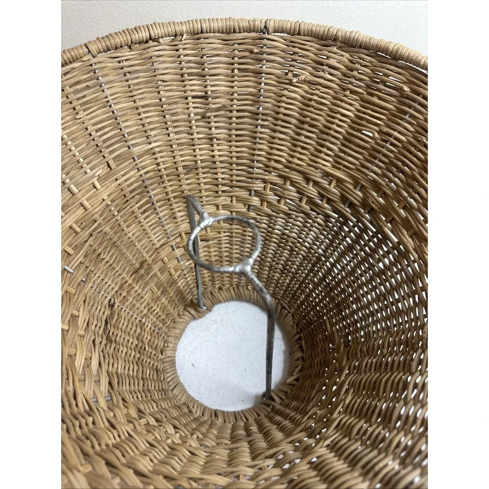 Woven Wicker Lamp Shade Handmade In‎ Africa Boho-Chic Country Cottage 8